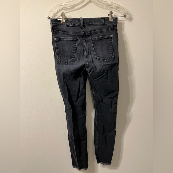 7 For All Mankind Distressed Skinny Jeans / Black Vintage Wash / US Ladies 26 - Picture 3 of 10
